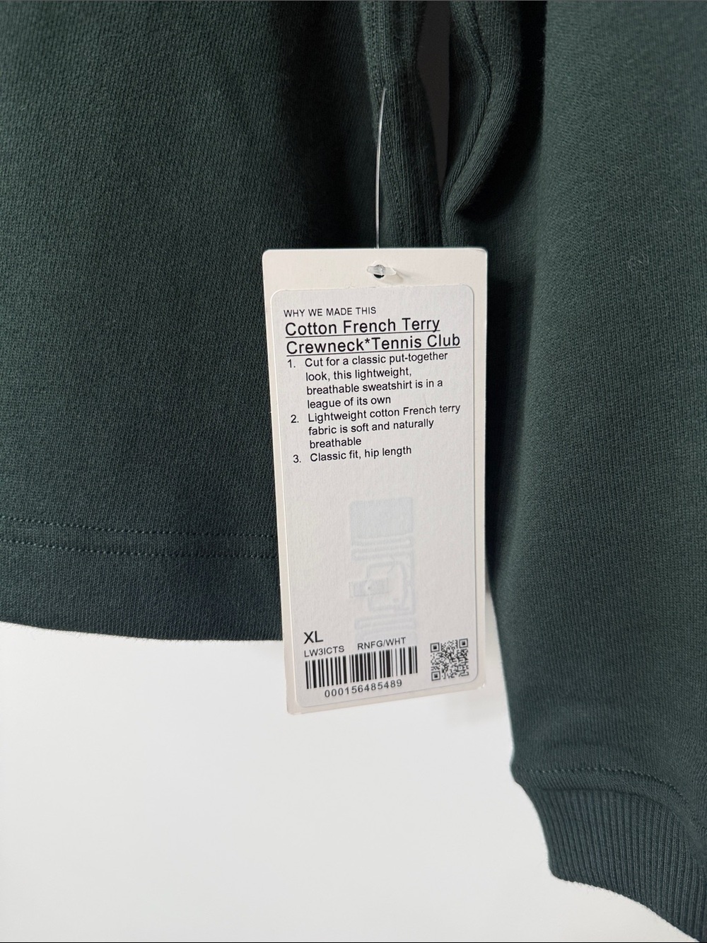 NWT Lululemon Cotton French Terry Crewneck - Tennis Club XL - Picture 6 of 9
